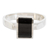 Jade cocktail ring, 'Gleaming Rectangle in Black' - Black Rectangular Jade Cocktail Ring from Guatemala thumbail