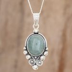 Jade pendant necklace, 'Praise Love in Apple Green' (2 inch) - Apple Green Jade Pendant Necklace from Guatemala (2 Inch)