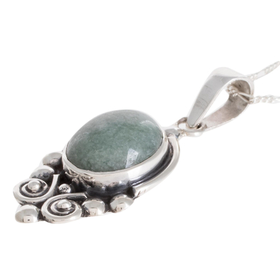 Jade pendant necklace, 'Praise Love in Apple Green' (1.5 inch) - Apple Green Jade Pendant Necklace from Guatemala (1.5 Inch)