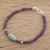Jade and amethyst beaded pendant bracelet, 'Garden of Delight' - Jade and Amethyst Beaded Pendant Bracelet from Guatemala (image 2) thumbail