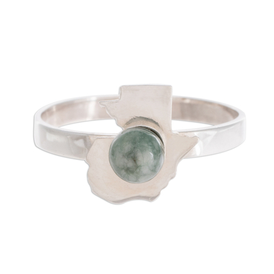 Guatemala-Shaped Jade and Sterling Silver Cocktail Ring