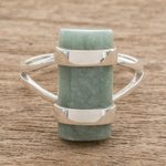 Jade cocktail ring, 'Sweet Maya in Apple Green' - Cylindrical Apple Green Jade Cocktail Ring from Guatemala