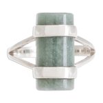 Jade cocktail ring, 'Sweet Maya in Apple Green' - Cylindrical Apple Green Jade Cocktail Ring from Guatemala