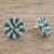Natural fiber button earrings, 'Lollipop in Turquoise' - Turquoise and Ivory Woven Junco Reed Circle Button Earrings (image 2b) thumbail