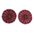 Pendientes botón fibras naturales - Aretes circulares de junco tejido a mano color fucsia