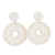 Natural fiber dangle earrings, 'Delightful Nature in Alabaster' - Handmade Circular Natural Fiber Earrings in Alabaster