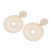 Natural fiber dangle earrings, 'Delightful Nature in Alabaster' - Handmade Circular Natural Fiber Earrings in Alabaster