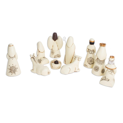 Ceramic nativity scene, 'Sweet Hope' (10 pieces) - Handmade Ceramic Nativity Scene from El Salvador (10 Pieces)