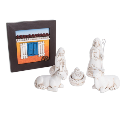 Ceramic nativity scene, 'Love in the Manger' (6 pieces) - Handmade Ceramic Nativity Scene from El Salvador (6 Pieces)
