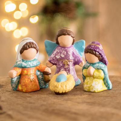 Ceramic nativity scene, Love and Happiness (4 pieces)