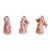 Ceramic ornaments, 'Three Brown Angels' (set of 3) - Whitewashed Ceramic Angel Ornaments (Set of 3)