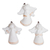 Keramische Ornamente, 'Drei weiße Engel' (3er-Satz) - Weiße keramische Winkelornamente aus El Salvador (Paar)