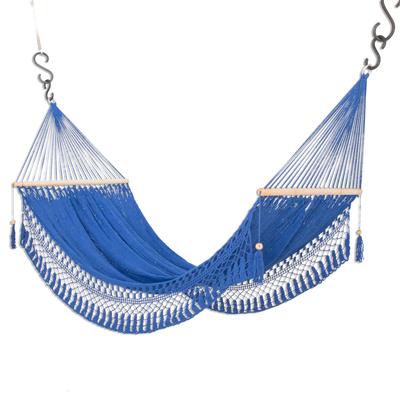 Cotton Rope Hammock in Lapis from Nicaragua (Single)