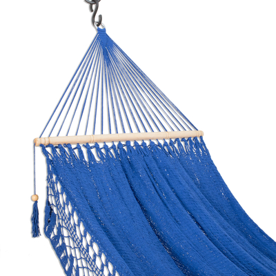Hamaca de cuerda de algodón, (individual) - Hamaca de cuerda de algodón en lapislázuli de Nicaragua (individual)
