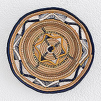 Pine needle decorative basket, 'Stellar Enchantment'