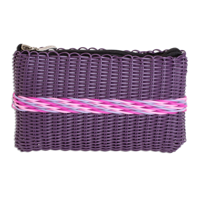 Recycled plastic clutch, 'Harmony of Color in Eggplant' - Recycled Plastic Clutch in Eggplant from Guatemala