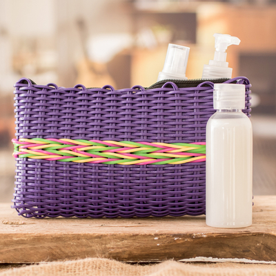 Woven clutch, 'Harmony of colour in Purple' - Recycled Woven Clutch in Blue-Violet from Guatemala