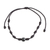 Jade pendant bracelet, 'Bold Texture in Black' - Black Jade and Nylon Knotted Cord Adjustable Bracelet (image 2a) thumbail