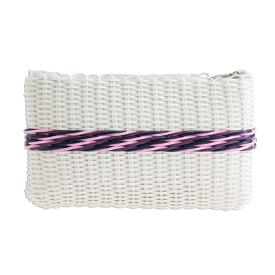 Handcrafted Recycled Woven Clutch in White