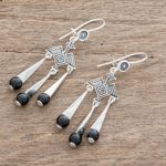 Jade chandelier earrings, 'Tz'ikin Nahual' - Bird-Themed Jade Chandelier Earrings from Guatemala