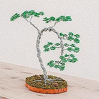 Steel sculpture, 'Ceiba with Green Leaves' - Steel Sculpture of a Ceiba Tree from Guatemala