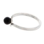 Jade single-stone ring, 'Abstract Orb in Black' - Round Jade Single-Stone Ring in Black from Guatemala