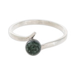 Jade single-stone ring, 'Abstract Orb in Dark Green' - Round Jade Single-Stone Ring in Dark Green from Guatemala