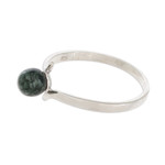 Jade single-stone ring, 'Abstract Orb in Dark Green' - Round Jade Single-Stone Ring in Dark Green from Guatemala
