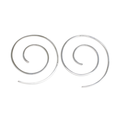 Spiral Sterling Silver Half-Hoop Earrings from Guatemala