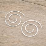 Sterling silver half-hoop earrings, 'Fibonacci's Beauty' - Spiral Sterling Silver Half-Hoop Earrings from Guatemala