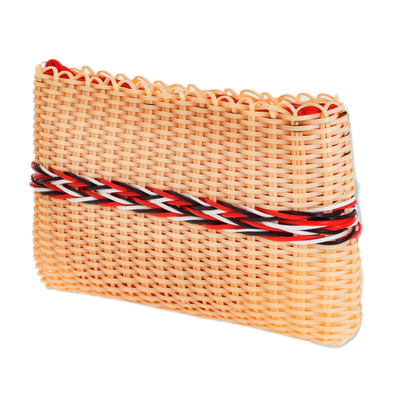 Handwoven clutch, 'Harmony of Color in Buff' - Eco Friendly Handwoven Clutch in Buff from Guatemala