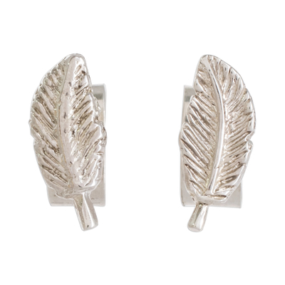 Feather-Shaped Sterling Silver Stud Earrings from Guatemala
