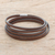 Men's leather wrap bracelet, 'Masculine Symphony in Espresso' - Men's Espresso Leather Wrap Bracelet from Costa Rica thumbail