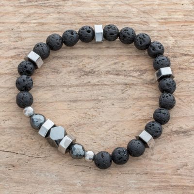 lava stone and hematite bracelet