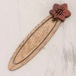 Teak wood bookmark, 'Sarchi Flower' - Floral Teak Wood Bookmark from Costa Rica
