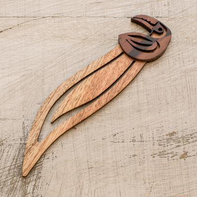 Teak wood bookmark, Toucan Reader
