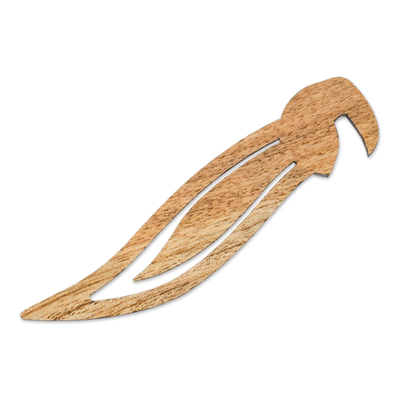 Marcapáginas de madera de teca - Marcapáginas de madera de teca con tema de tucán de Costa Rica
