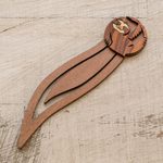 Teak wood bookmark, 'Chill Sloth' - Sloth-Themed Teak Wood Bookmark from Costa Rica