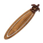 Teak wood bookmark, 'Sophisticated Sea Turtle' - Sea Turtle-Themed Teak Wood Bookmark from Costa Rica