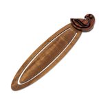 Teak wood bookmark, 'Macaw Reader' - Parrot-Themed Teak Wood Bookmark from Costa Rica