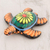 Figur aus Keramik und Harz - Florale Meeresschildkrötenfigur aus Keramik und Kunstharz in Schwarz