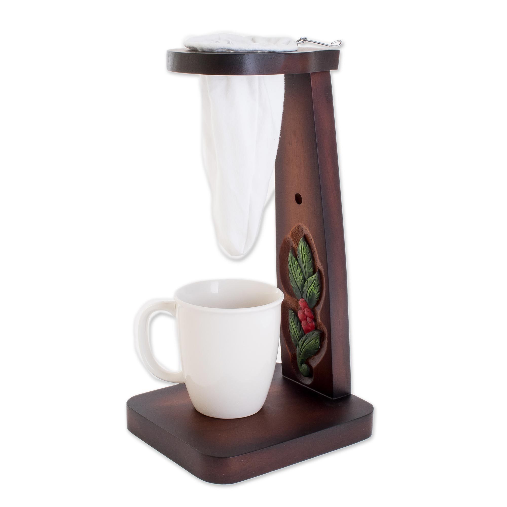 UNICEF Market Artisan Crafted Wood SingleServe Drip Coffee Stand