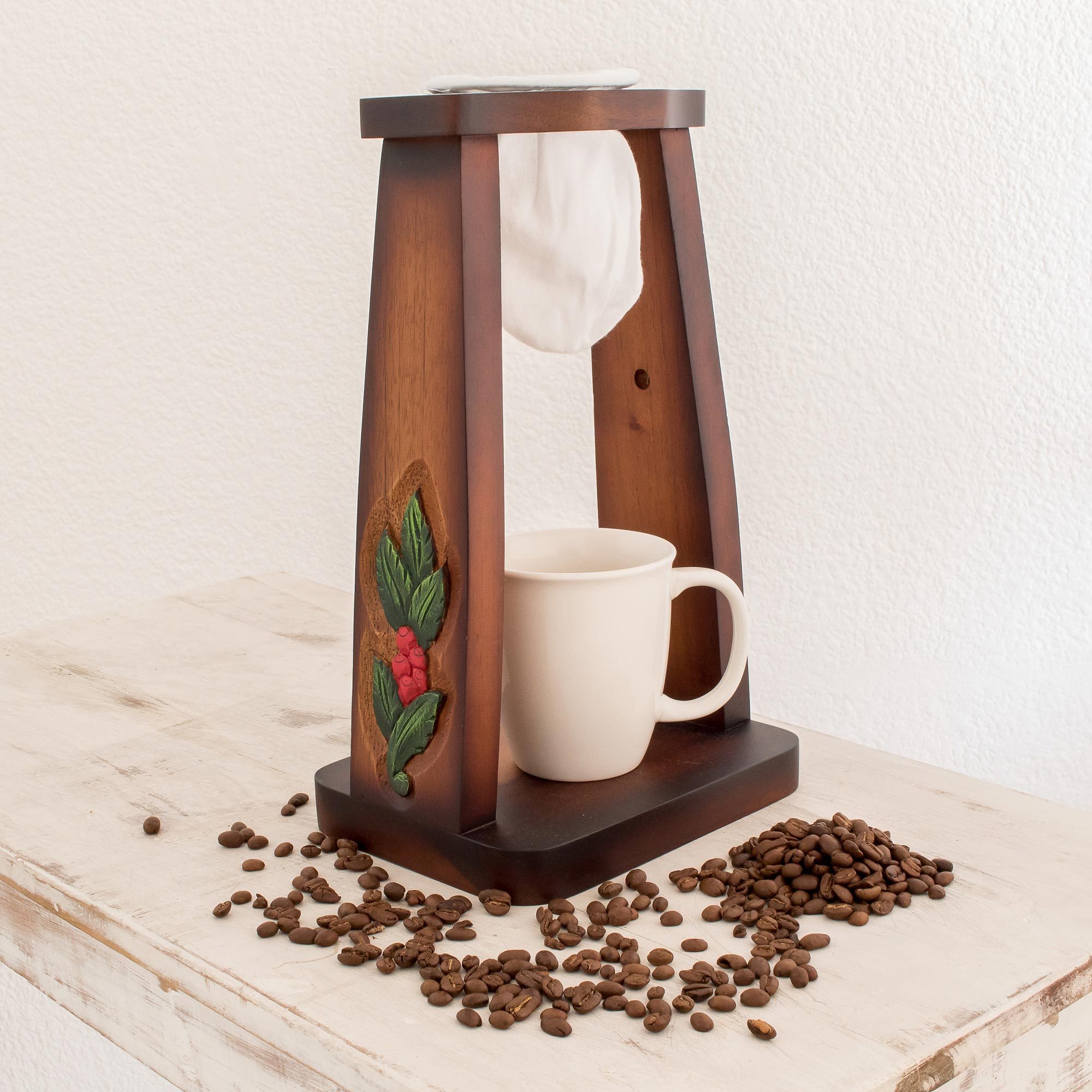 Handmade Wood SingleServe Drip Coffee Stand from Costa Rica Costa