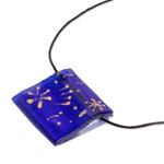 Recycled glass pendant necklace, 'Starry Dreams in Blue' - Blue Recycled Glass Pendant Necklace from Costa Rica