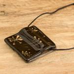 Recycled glass pendant necklace, 'Starry Dreams in Black' - Black Recycled Glass Pendant Necklace from Costa Rica