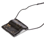 Recycled glass pendant necklace, 'Starry Dreams in Black' - Black Recycled Glass Pendant Necklace from Costa Rica