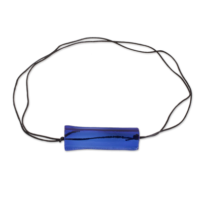 Halskette mit Anhänger aus recyceltem Glas - Blaue Halskette mit Anhänger aus recyceltem Glas aus Costa Rica