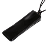 Recycled glass pendant necklace, 'Mood of Strength' - Black Recycled Glass Pendant Necklace from Costa Rica