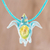 Art glass pendant necklace, 'In the Ocean' - Art Glass Sea Turtle Pendant Necklace from Costa Rica (image 2) thumbail