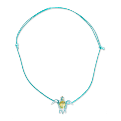 Halskette mit Anhänger aus Kunstglas - Halskette mit Meeresschildkröten-Anhänger aus Kunstglas aus Costa Rica
